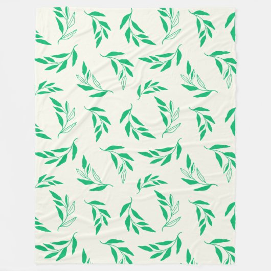 Couverture Polaire Pattern de Botanical Green Floral Plant Leaves (Devant)