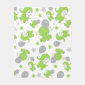 Couverture Polaire Pattern of Green Elephants, Cute Elephants, stars (Devant)