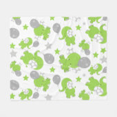 Couverture Polaire Pattern of Green Elephants, Cute Elephants, stars (Devant (Horizontal))