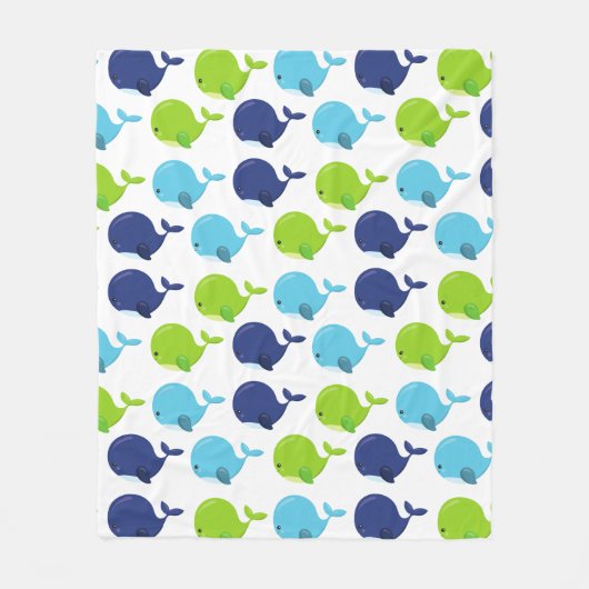 Couverture Polaire Pattern of Whales, Cute Whales, Sea Animals (Devant)
