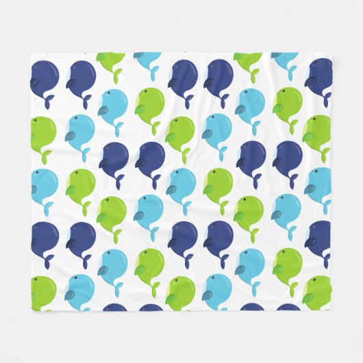 Couverture Polaire Pattern of Whales, Cute Whales, Sea Animals (Devant (Horizontal))