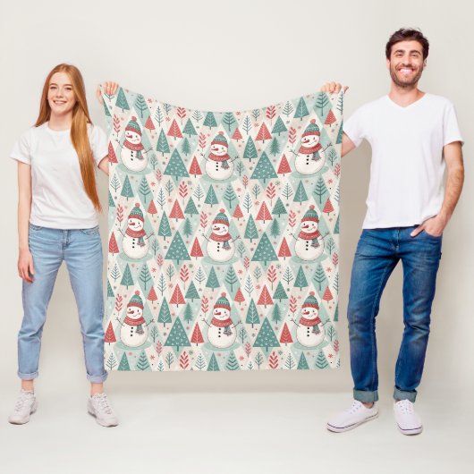 Couverture Polaire Pattern Scandinavian Snowman (En situation)