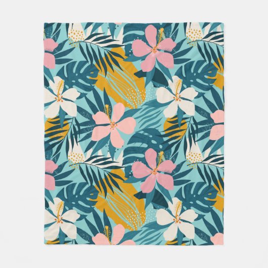 Couverture Polaire Pattern tropical hibiscus (Devant)