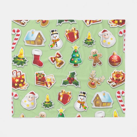 Couverture Polaire Patters de Noël (Devant (Horizontal))