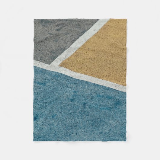 Couverture Polaire Pavé peint gris, jaune et bleu (Devant)