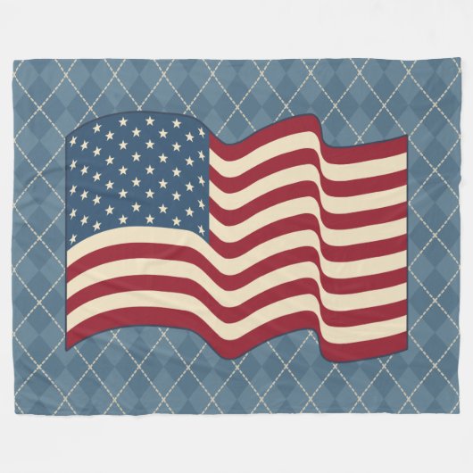 Couverture Polaire Pavillon américain patriotique Fleece Blanket rust (Devant (Horizontal))