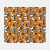 Couverture Polaire Pavot orange sur blanc (Devant (Horizontal))