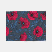 Couverture Polaire Pavot rouge et coccinelle bleu foncé (Devant (Horizontal))
