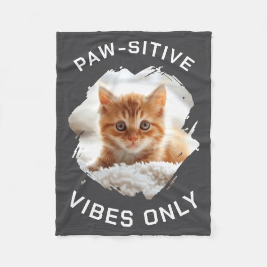 Couverture Polaire Paw Sitive Vibes Only Cat Photo Black (Devant)