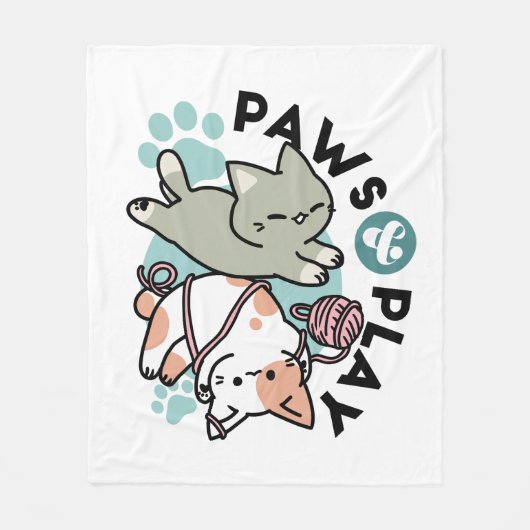 Couverture Polaire Paws and Play – Adorable Cat Illustration (Devant)
