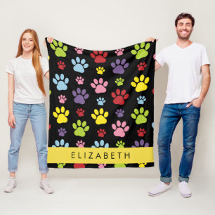 Couverture Polaire Paws Colorés, Motif Paw, Paws Chiens, Votre Nom