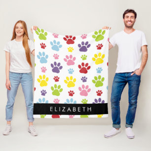 Couverture Polaire Paws Colorés, Motif Paw, Paws Chiens, Votre Nom