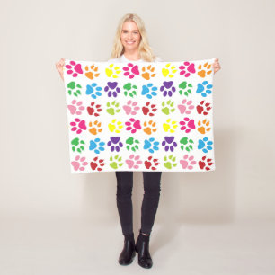 Couverture Polaire Paws Colorés, Paws Chiens, Paws Chat