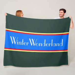 Couverture Polaire PAYS DES MERVEILLES D'HIVER Rayures Bleu Sarcelle