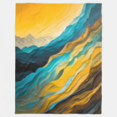 Couverture Polaire Paysage Abstrait Bleu Jaune Brown (Devant)