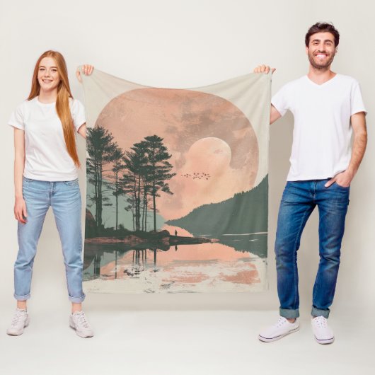 Couverture Polaire Paysage Abstrait de Boho (1) (En situation)