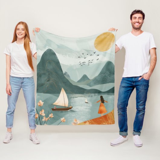 Couverture Polaire Paysage Abstrait de Boho (11) (En situation)