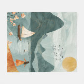 Couverture Polaire Paysage Abstrait de Boho (11) (Devant (Horizontal))
