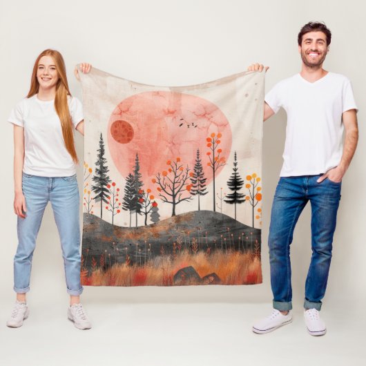 Couverture Polaire Paysage Abstrait de Boho (13) (En situation)