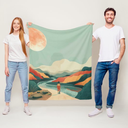 Couverture Polaire Paysage Abstrait de Boho (14) (En situation)