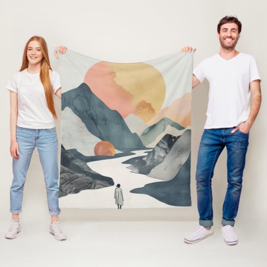 Couverture Polaire Paysage Abstrait de Boho (2) (En situation)