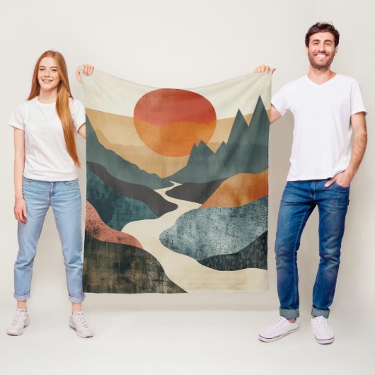 Couverture Polaire Paysage Abstrait de Boho (5) (En situation)