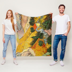Couverture Polaire Paysage avec Maison et PloughmaVincent van Gogh