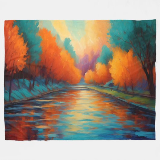 Couverture Polaire Paysage coloré dynamique Fauvisme Impressionniste (Devant (Horizontal))