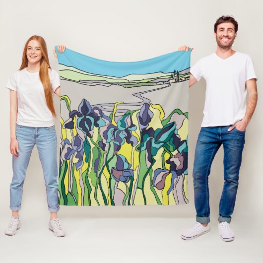 Couverture Polaire Paysage dans le style vitrail (En situation)
