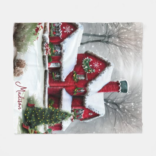 Couverture Polaire Paysage de Noël Fairytale (Devant (Horizontal))