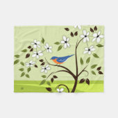 Couverture Polaire Paysage de ressort avec l'oiseau bleu (Devant (Horizontal))