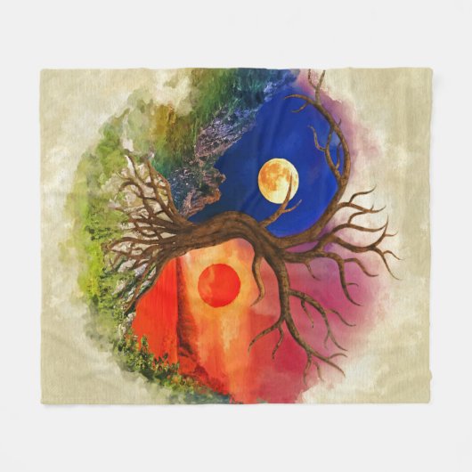 Couverture Polaire Paysage de Yin Yang Tree (Devant (Horizontal))