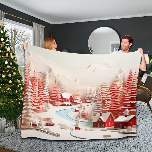 Couverture Polaire Paysage d'hiver scandinave en 3D