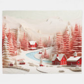 Couverture Polaire Paysage d'hiver scandinave en 3D (Devant (Horizontal))