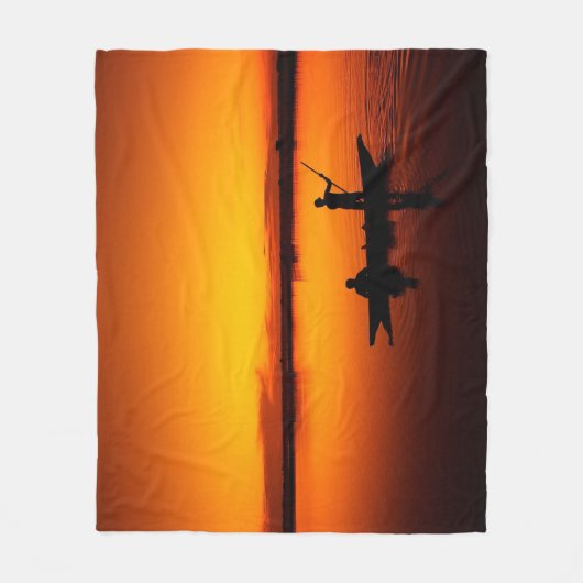 Couverture Polaire Paysage du coucher de soleil avec un bateau-68465 (Devant)