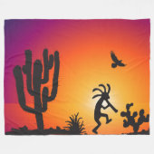 Couverture Polaire Paysage du désert Silhouette Kokopelli (Devant (Horizontal))
