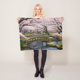 Couverture Polaire Paysage du jardin de Sakura Cherry Blossom