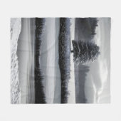 Couverture Polaire Paysage et arbre d'hiver, noir et blanc - art (Devant (Horizontal))