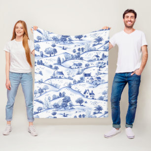 Couverture Polaire Paysage français pastoral toile bleu intemporel