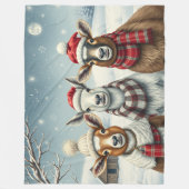 Couverture Polaire Paysage hivernal avec mouton et Cabine (Devant)