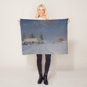 Couverture Polaire Paysage neigeux en hiver (par H.A. Brendekilde)
