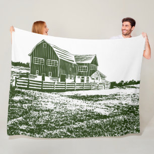 Couverture Polaire Paysage rural maison de ferme de style coupe