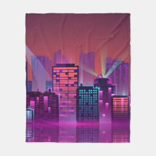 Couverture Polaire Paysage urbain coloré et lumineux. illustration