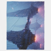 Couverture Polaire Paysage urbain futuriste avec des structures flott (Devant)