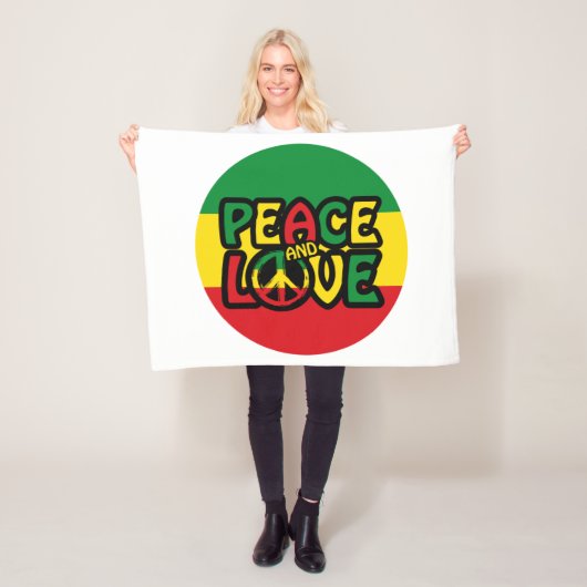 Couverture Polaire PEACE and LOVE, reggae (En situation)