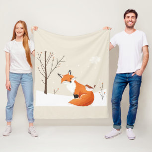 Couverture Polaire Peace Earth Minimalist Fox Bird Animal