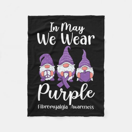 Couverture Polaire Peace Hope Love Gnomes Purple Ribbon Fibromyalgia (Devant)
