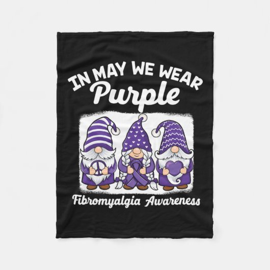 Couverture Polaire Peace Hope Love Gnomes Purple Ribbon Fibromyalgia (Devant)