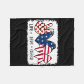 Couverture Polaire Peace Love Cheer Usa Drapeau 4 juillet Cheerled (Devant (Horizontal))