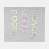 Couverture Polaire Peace Love Chiens avec Empreinte de patte et coeur (Devant (Horizontal))